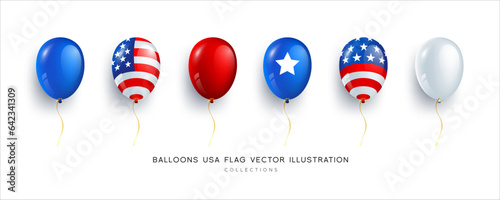 Balloons american flag collections design isolated on white  background, eps10 vector illustration