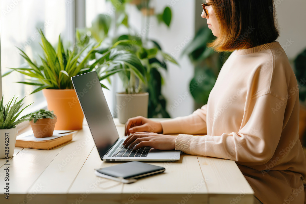 Dedicated Female Freelancer at her Laptop