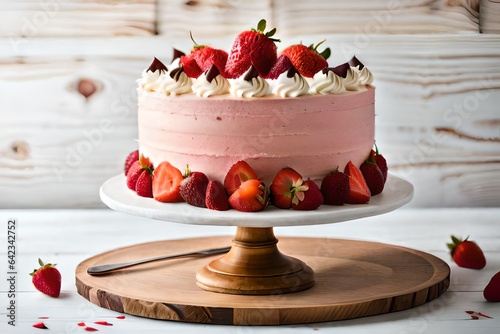 Strawberry cake with three  layers