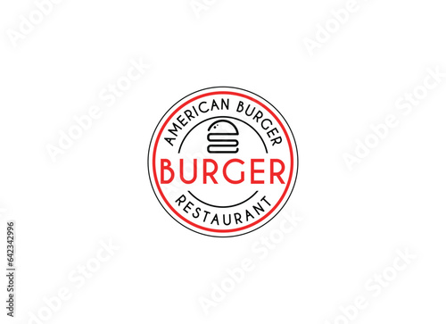 Burgers emblem for streets food logo design template. Burger vintage stamp sticker