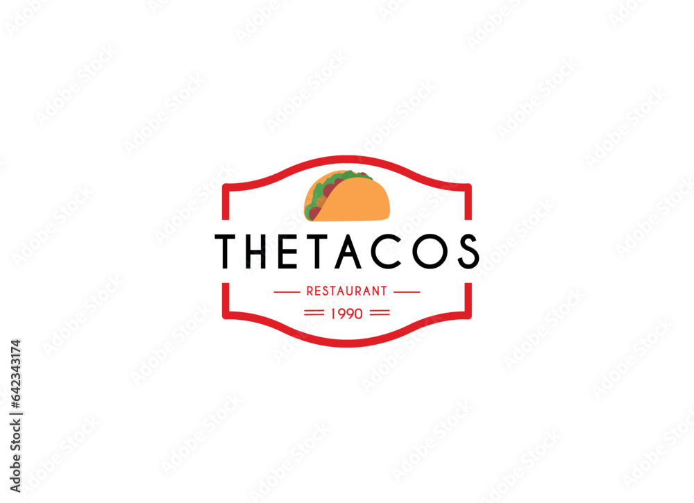 Tacos emblem food logo design. Mexico tacos logo design Tacos emblem food logo design. Mexico tacos logo design