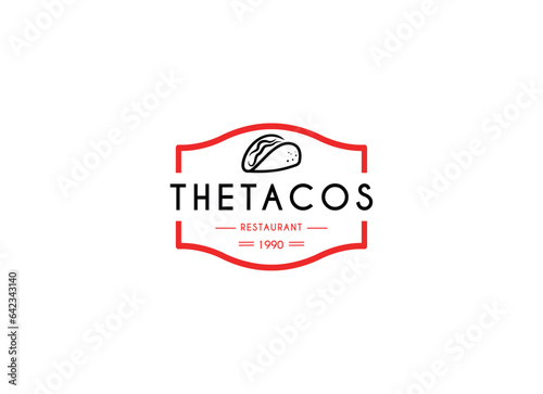 Tacos emblem food logo design. Mexico tacos logo design