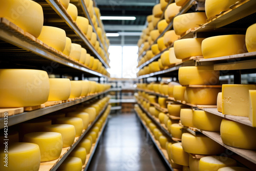 Gourmet Cheese Selection in a Warehouse