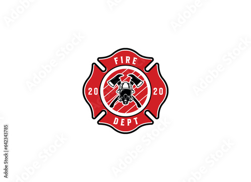 Firefighter emblem logo design. in a classic concept