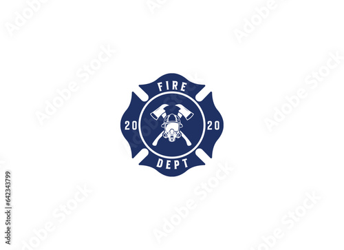 Firefighter emblem logo design. in a classic concept