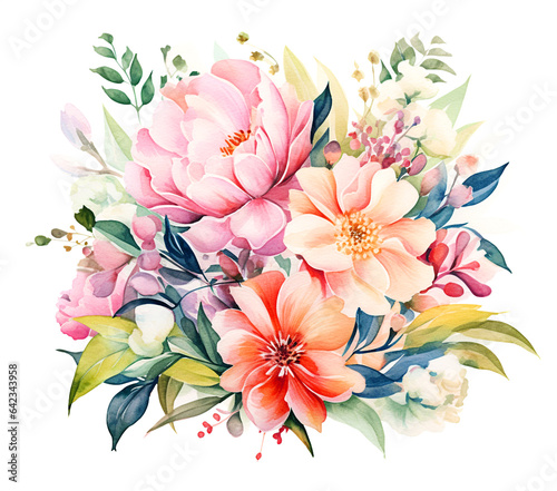 Beautiful bouquet of colorful modern flowers in wonderful harmony, 3D flowers.