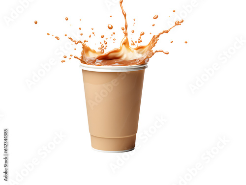 Coffee cup splash / spilled coffee on transparent background PNG