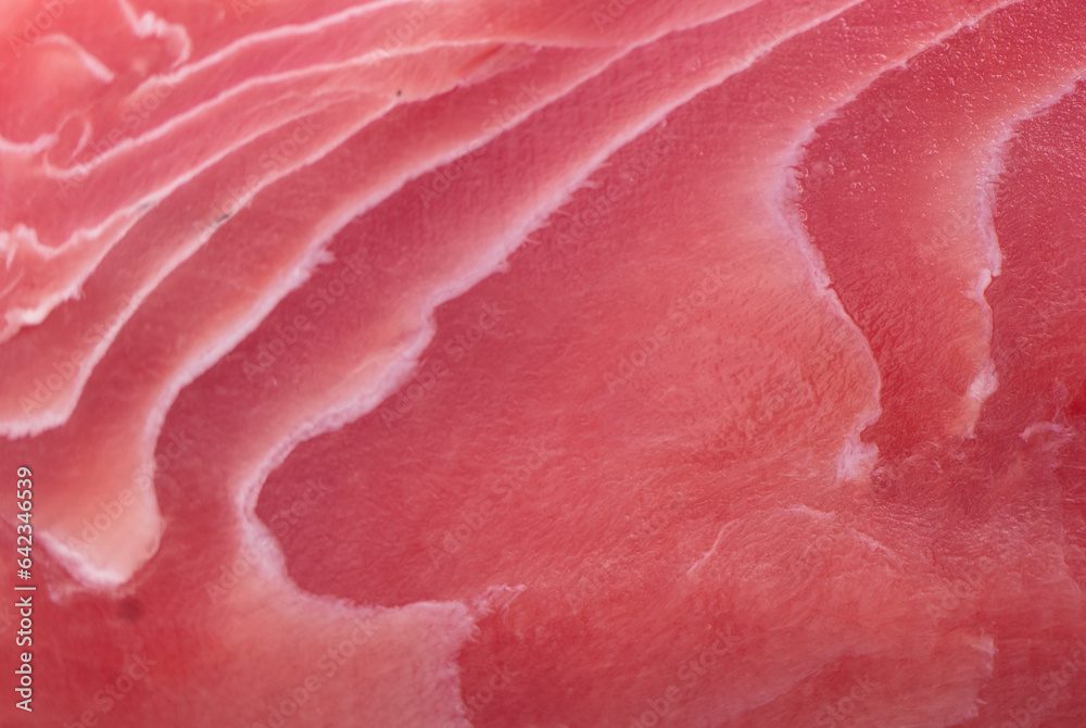 Macro shot yellow fin tuna steak background. Fresh rare steak close up