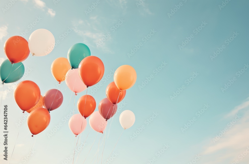  colorful balloons flying in the sky