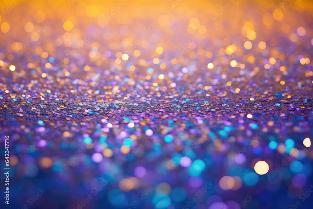 bok golden blurred Blue modern glow background backdrop sparks circles glimmers Decoration purple overlay twinkle glittering sparkling design abstract glitters backdrop - obrazy, fototapety, plakaty 