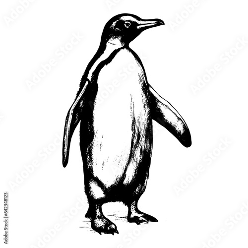 penguin vector animal illustration for design. Sketch tattoo design on white background