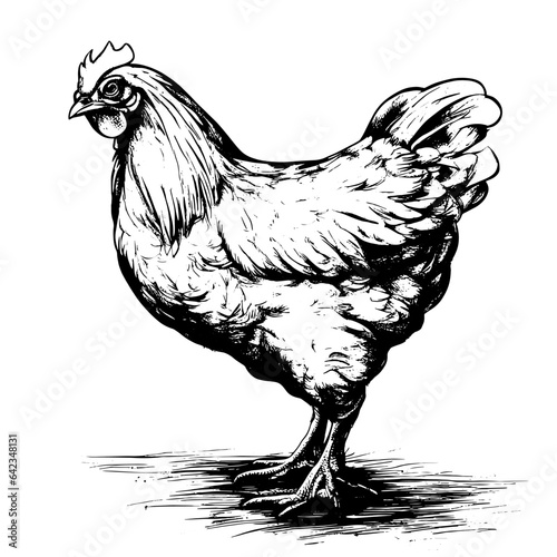 chicken vector animal illustration for design. Sketch tattoo design on white background