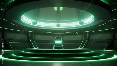 Dark Green Futuristic Cylinder Scene