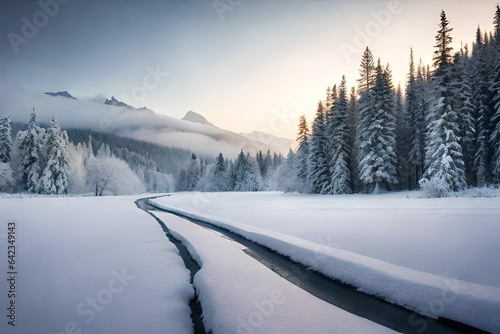 winter landscape in the mountains generated Ai. © Abdul