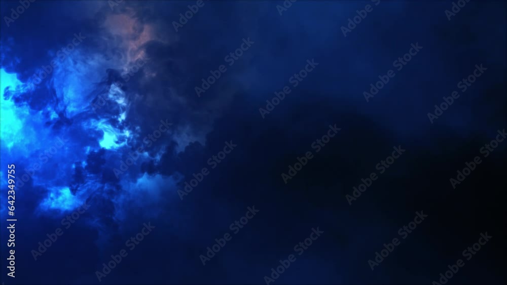 Lightning discharge and light effects in the clouds. Thunderclouds in bright flashes of lightning. Bad weather. Looped

