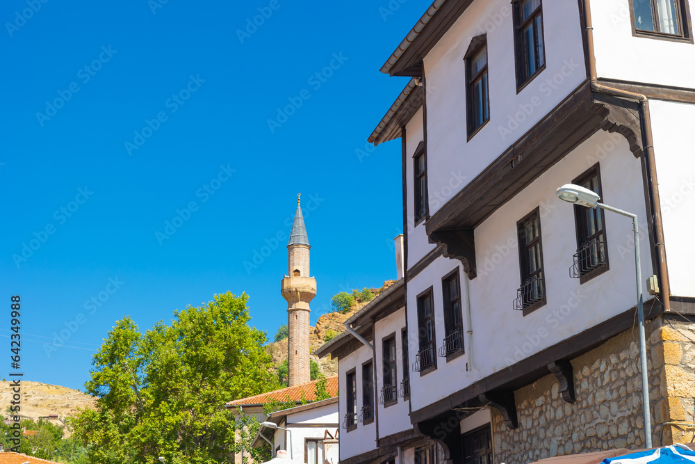 Fototapeta premium Beypazari view. Traditional houses and mosque in Beypazari town of Ankara