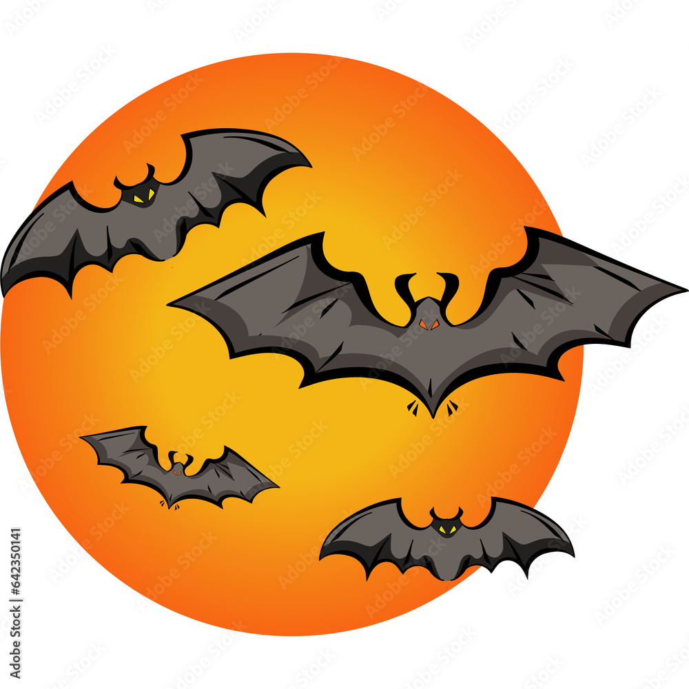 Bats on the background of the moon. Illustration. Halloween holiday. Bats on the background of the moon. Illustration. Halloween holiday.