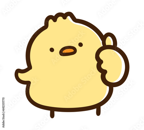 いいねポーズをするかわいいひよこのデフォルメイラスト