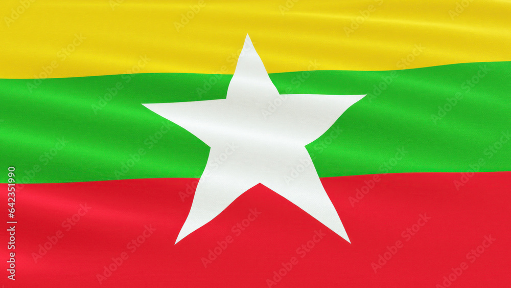 Myanmar flag close up Myanmar flag close up