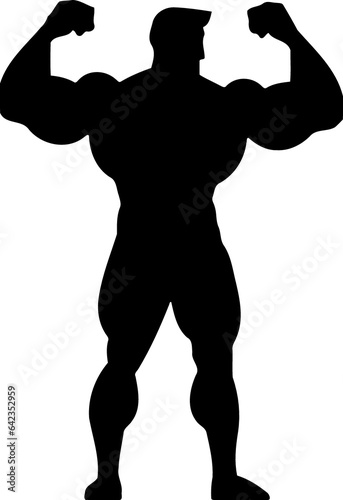 muscular bodybuilder man silhouette created with Generative AI technology