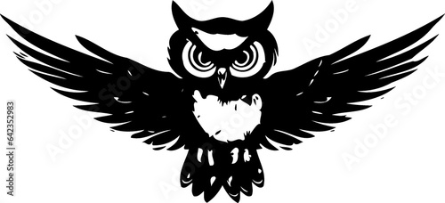 animal bird open-winged owl black and white created with Generative AI technology