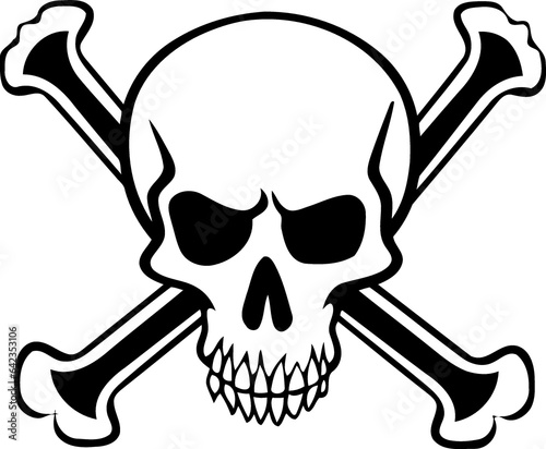 skull and crossbones black and white created with Generative AI technology