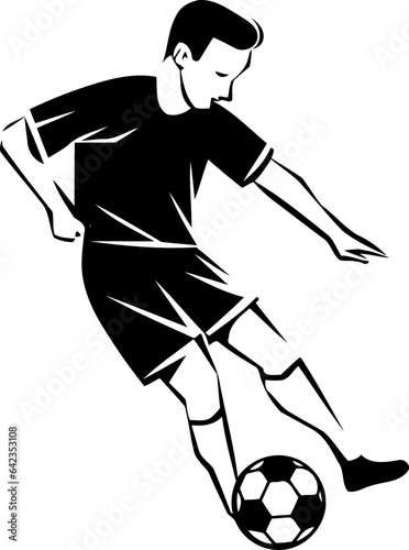 young man playing soccer black and white created with Generative AI technology