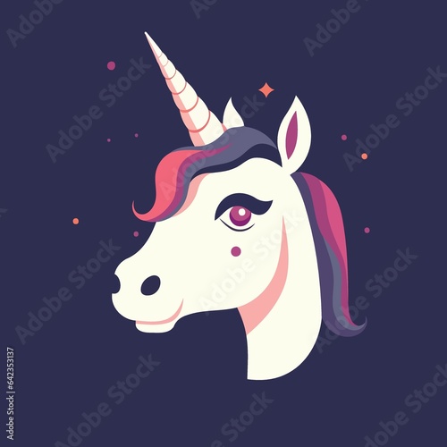 colorful unicorn animal head created with Generative AI technology