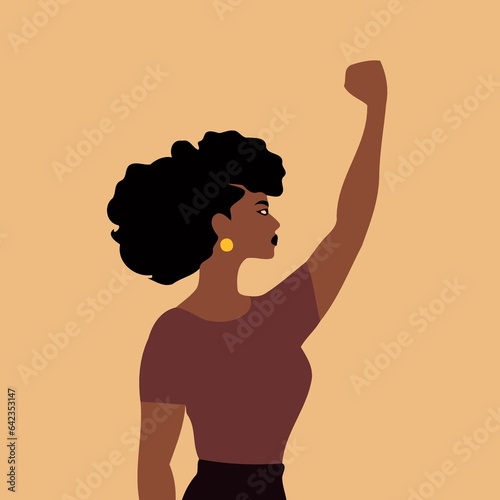 person black woman clenched fist raised created with Generative AI technology