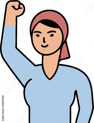 person oriental woman clenched fist raised created with Generative AI technology