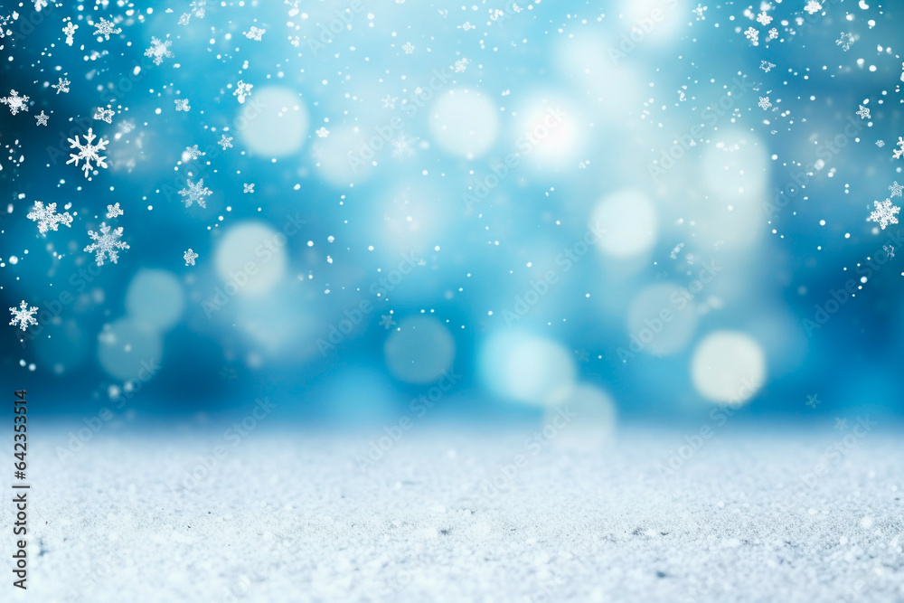 Christmas winter background with snow falling in a wintery background