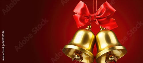 Christmas bells ready for Christmas holiday in a red background