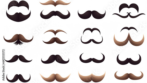 set of hipster style mustache