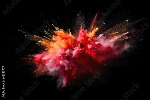 ash splatter burst dust splash colourful red wallpaper black abstract spray explosion isolated Explosion blooming colours coloured paint texture creative background bl background powder closeup ink