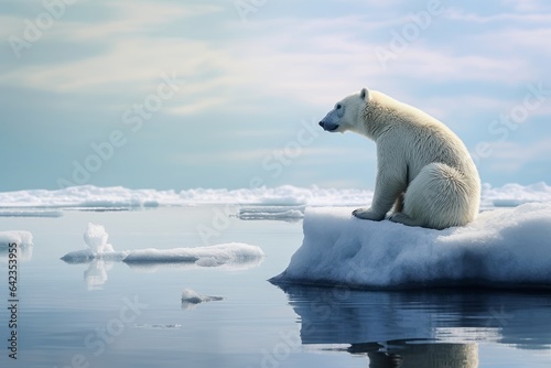 réchauffement climatique, ours polaire sur la banquise à la dérive.