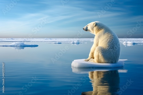 ours polaire seul sur iceberg    la d  rive    cause du r  chauffement climatique