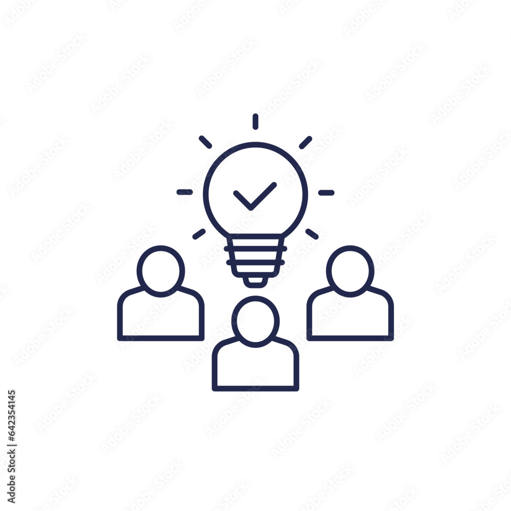 people with an idea icon, line vector people with an idea icon, line vector