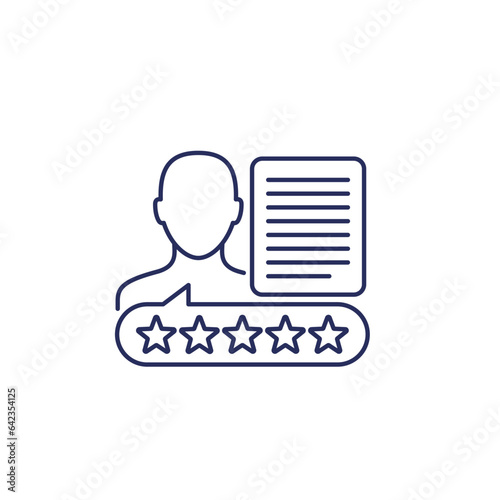 employee recruiting and candidate rating line icon