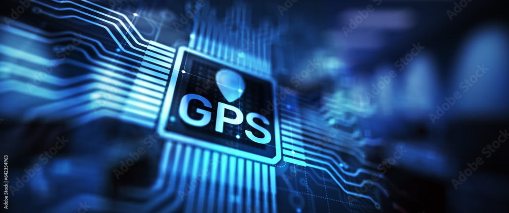 GPS - Global Positioning System, Navigation Tracking Control Technology concept.