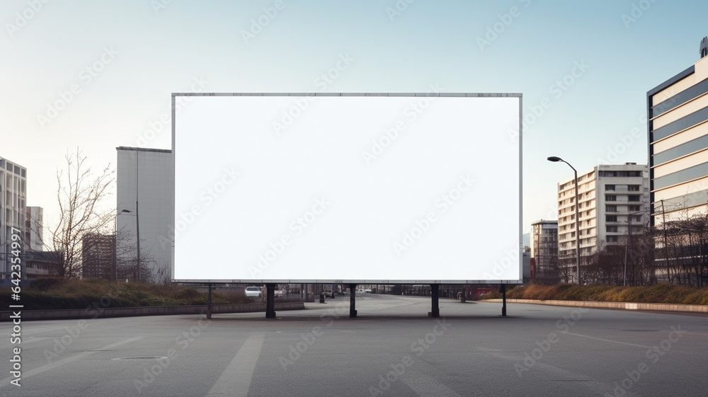 blank white road billboard with bangkok cityscape background