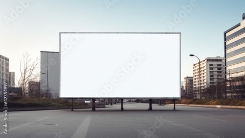 blank white road billboard with bangkok cityscape background © Daniel