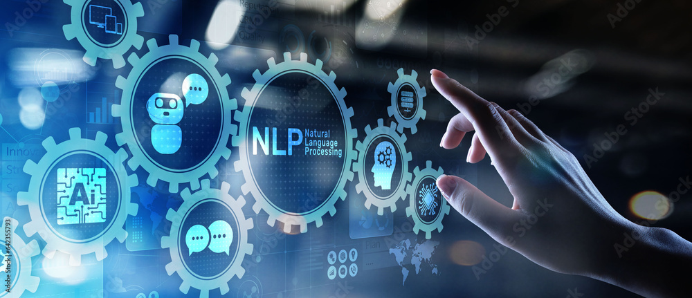 NLP natural language processing cognitive computing technology concept on virtual screen.