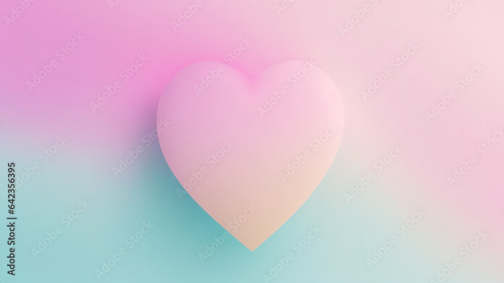 Valentine's day background with pink heart on pastel background