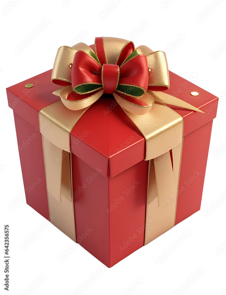 Fototapeta premium 3D Christmas gift box transparent background PNG. merry christmas gift box png 