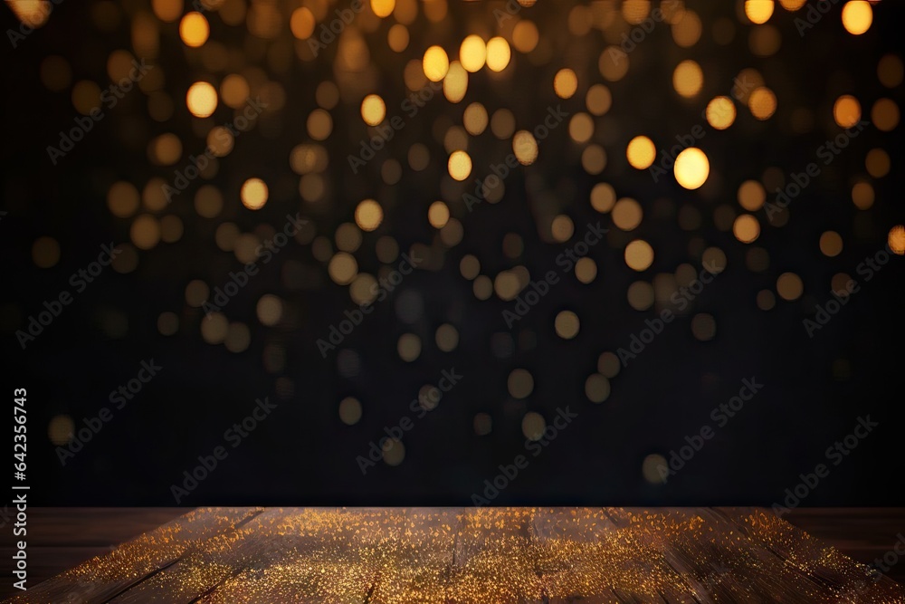 dark blurry glitter disco black design abstract christmas black glis lights card background bar Empty bling aged table brown glamour background empty advertisement exciting gold front bokeh display - obrazy, fototapety, plakaty 