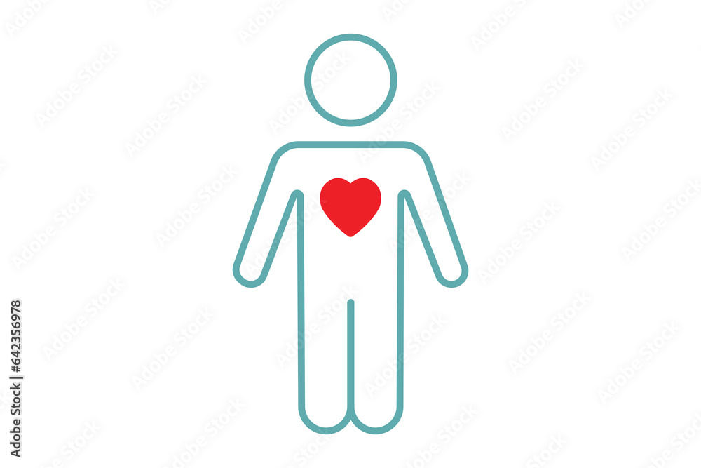Self care motivational icon. Heart In Man. icon related to healthy living, yoga, meditation, relaxation. Duo tone icon style design. Simple vector design editable Self care motivational icon. Heart In Man. icon related to healthy living, yoga, meditation, relaxation. Duo tone icon style design. Simple vector design editable