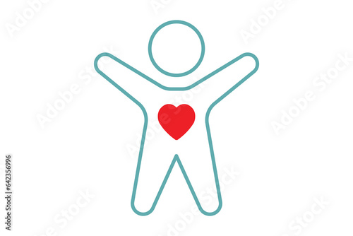 Self care motivational icon. Heart In Man. icon related to healthy living, yoga, meditation, relaxation. Duo tone icon style design. Simple vector design editable