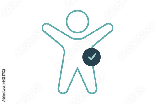 Wellness icon. People with check marks. icon related to healthy living. duo tone icon style design. Simple vector design editable