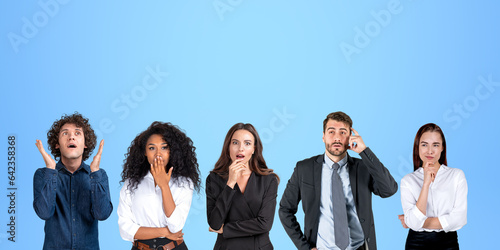 Five astonished business people