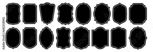 Set of vintage label and badges shape collections. Vector illustration. Black template for patch, insignias, overlay.	